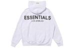Essentials Reflection Los Angeles Hoodie, hoodie's reflective elements, color, and the text detailing to provide a clear visual description for those relying on text-based content.