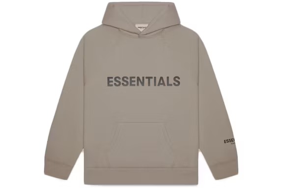 Essentials Pullover Hoodie Applique Fear of God Essentials Pullover Hoodie Applique Logo Taupe