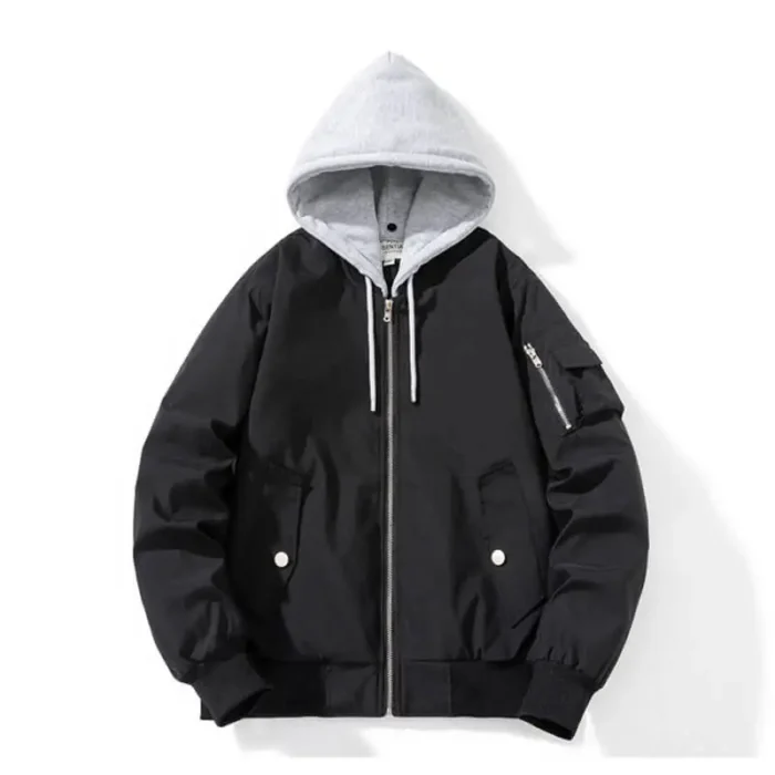 Essentials Bomber Black Hoodie Jackets